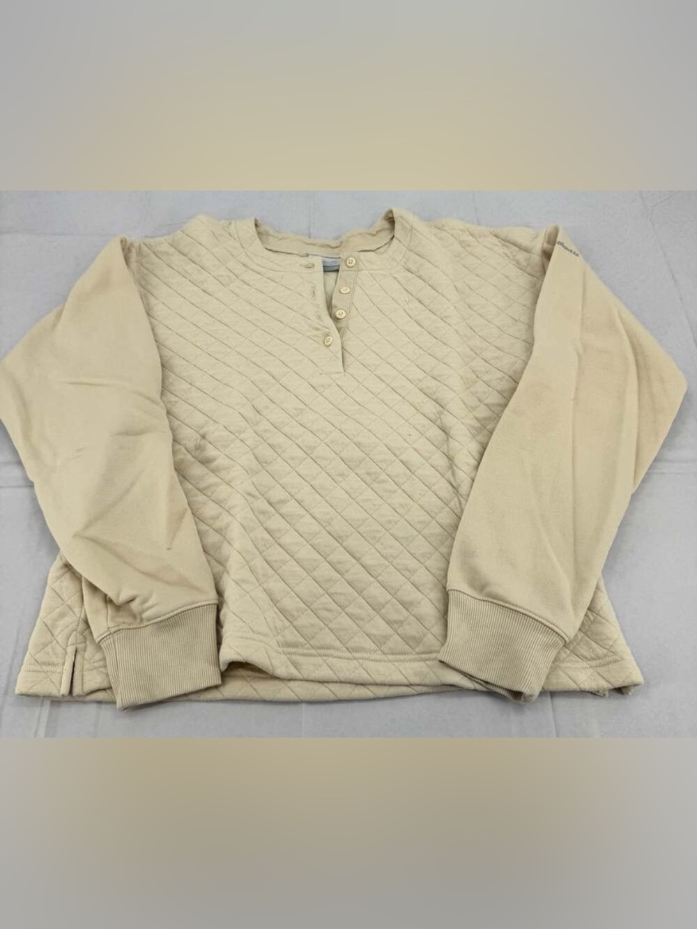 Columbia Hart Mountain Quilted Crew Size M Tan Pullover
